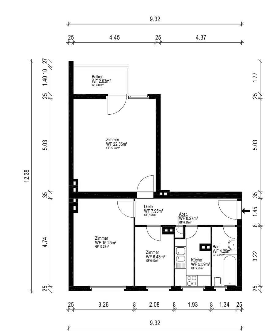 Prodej bytu 3+1 62 m², Schifffahrter Damm, Münster, Severní Porýní-Vestfálsko Prodej bytu 3+1 62 m², Schifffahrter Damm, Münster, Severní Porýní-Vestfálsko