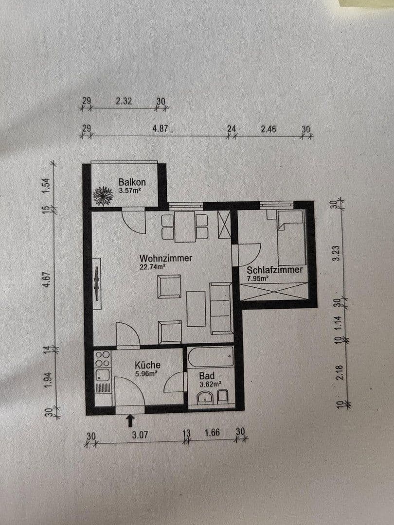Pronájem bytu 2+1 42 m², Birkenwaldstraße 5, Obertshausen, Hessen Pronájem bytu 2+1 42 m², Birkenwaldstraße 5, Obertshausen, Hessen