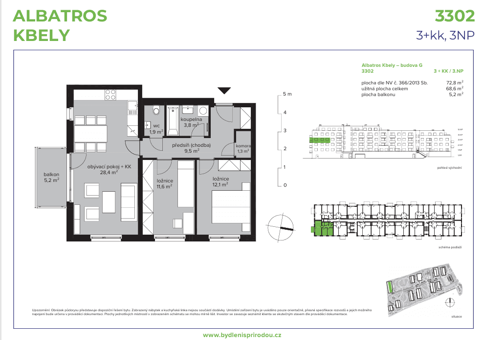 Prodej bytu 3+kk 73 m², Sedlářova, Praha, Praha Prodej bytu 3+kk 73 m², Sedlářova, Praha, Praha