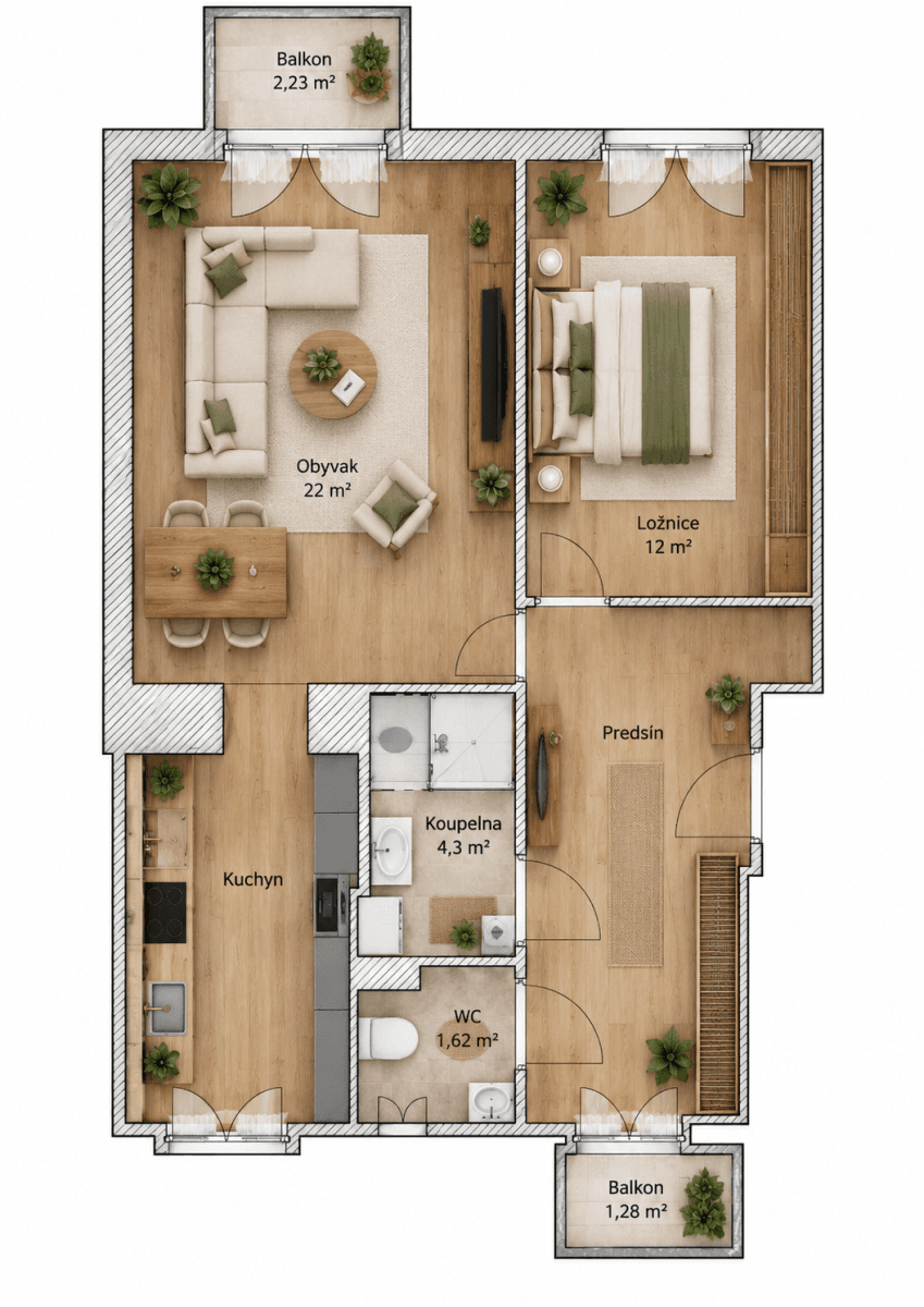 Prodej bytu 2+1 56 m², Čihákova, Praha, Praha Prodej bytu 2+1 56 m², Čihákova, Praha, Praha