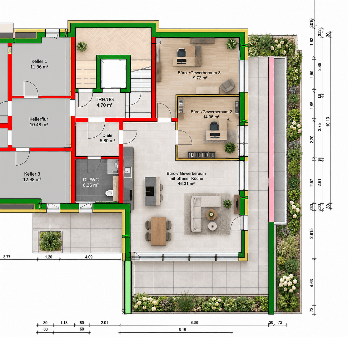 Pronájem kanceláře 98 m², Nürnberg, Bavorsko Pronájem kanceláře 98 m², Nürnberg, Bavorsko