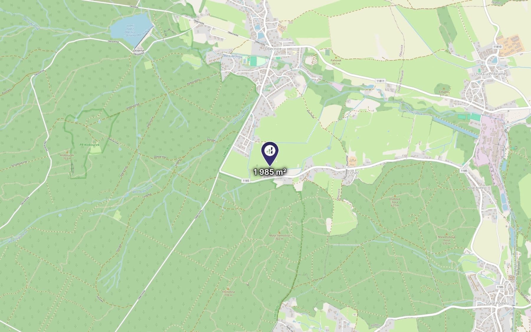 Prodej pozemku 1.985 m², Obecnice, Středočeský kraj Prodej pozemku 1.985 m², Obecnice, Středočeský kraj