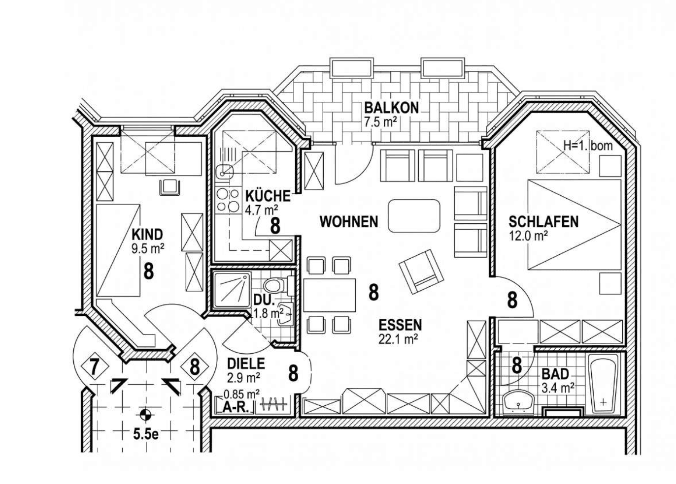 Pronájem bytu 3+1 58 m², Bischoffstr. 134, Essen, Severní Porýní-Vestfálsko Pronájem bytu 3+1 58 m², Bischoffstr. 134, Essen, Severní Porýní-Vestfálsko