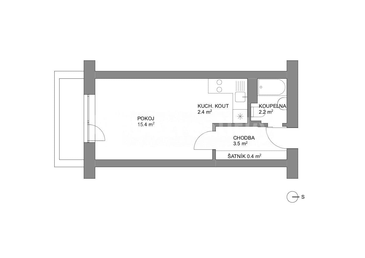 Pronájem bytu 1+kk 24 m², Štefánikova, Zlín, Zlínský kraj Pronájem bytu 1+kk 24 m², Štefánikova, Zlín, Zlínský kraj