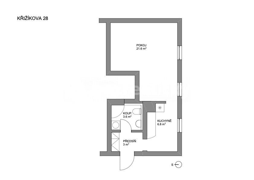Pronájem bytu 1+1 36 m², Křižíkova, Praha, Praha Pronájem bytu 1+1 36 m², Křižíkova, Praha, Praha