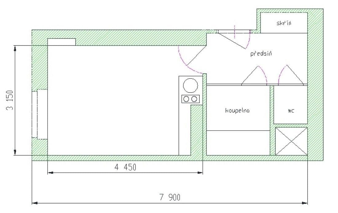 Pronájem bytu 1+kk 22 m², Sakařova, Pardubice, Pardubický kraj Pronájem bytu 1+kk 22 m², Sakařova, Pardubice, Pardubický kraj