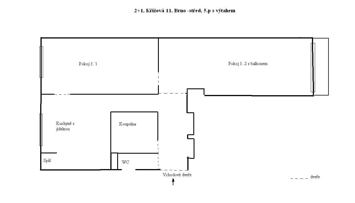 Pronájem bytu 2+1 53 m², Křížová, Brno, Jihomoravský kraj Pronájem bytu 2+1 53 m², Křížová, Brno, Jihomoravský kraj