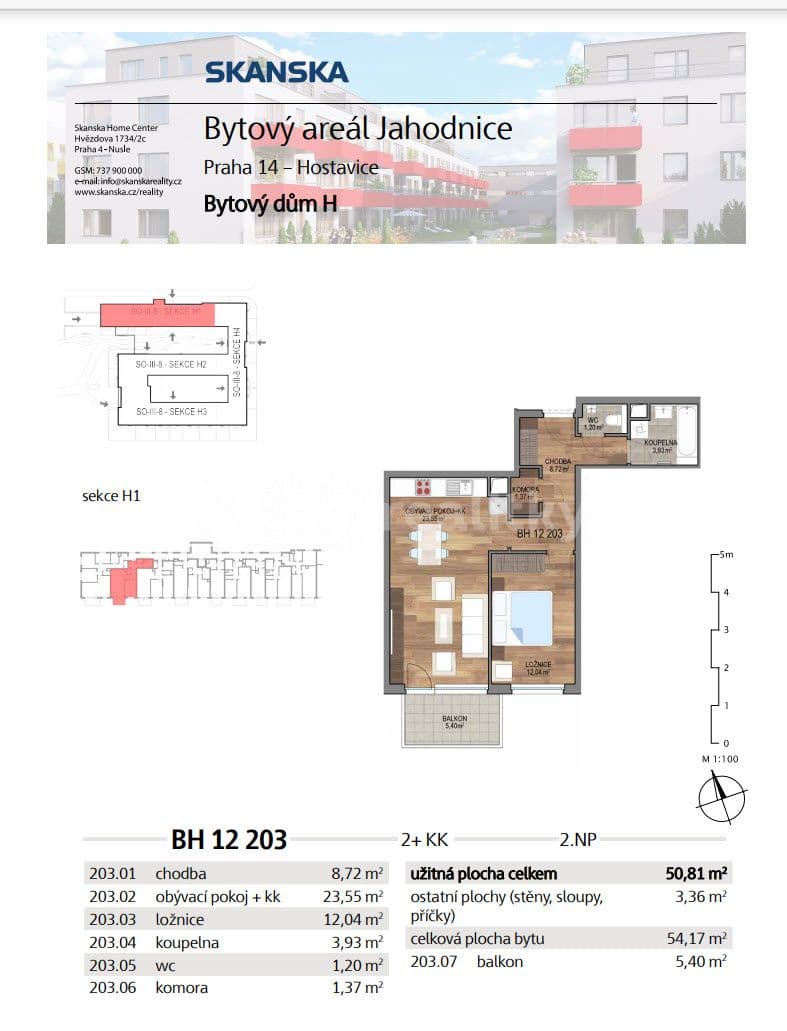 Pronájem bytu 2+kk 51 m², U Hostavického potoka, Praha, Praha Pronájem bytu 2+kk 51 m², U Hostavického potoka, Praha, Praha