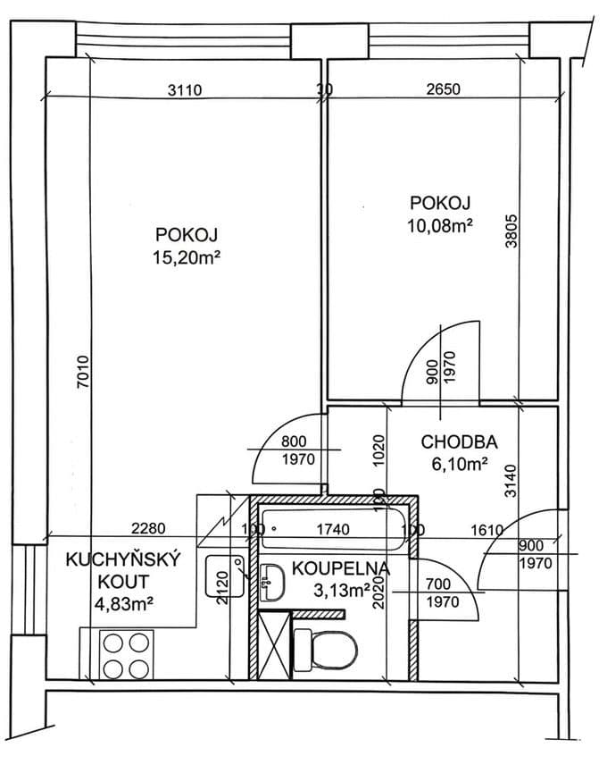 Pronájem bytu 2+kk 41 m², Mezipolí, Praha, Praha Pronájem bytu 2+kk 41 m², Mezipolí, Praha, Praha