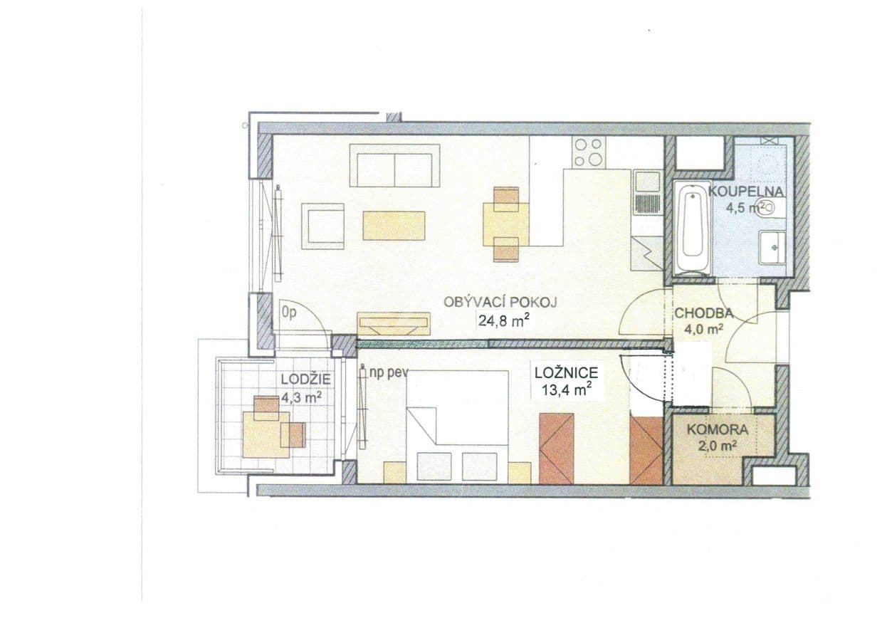 Pronájem bytu 2+kk 55 m², Nad Přehradou, Praha, Praha Pronájem bytu 2+kk 55 m², Nad Přehradou, Praha, Praha