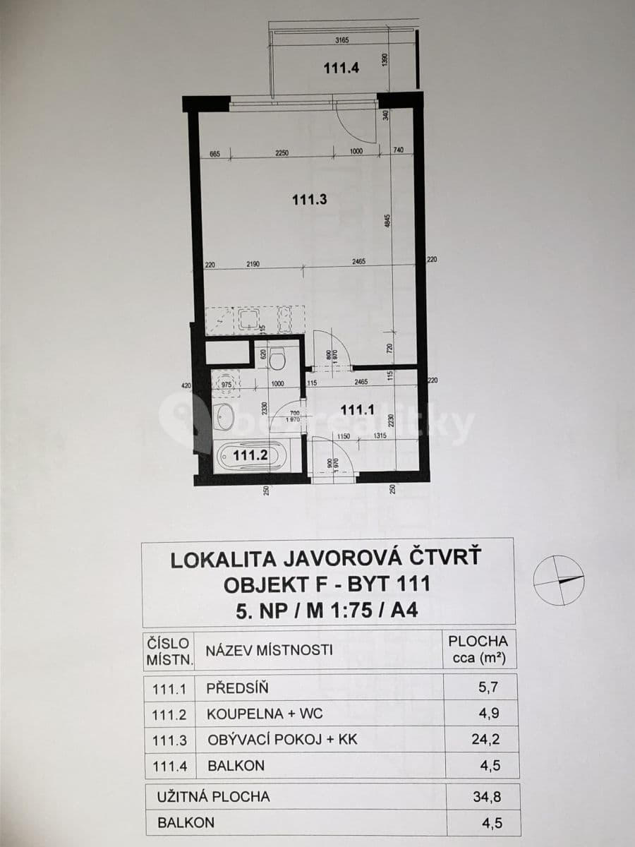 Pronájem bytu 1+kk 39 m², Modenská, Praha, Praha Pronájem bytu 1+kk 39 m², Modenská, Praha, Praha