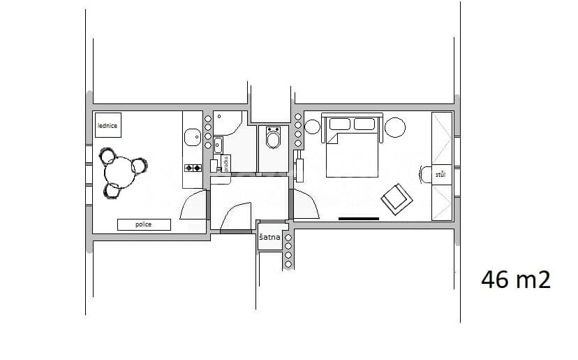 Pronájem bytu 1+1 46 m², Na Nivách, Praha, Praha Pronájem bytu 1+1 46 m², Na Nivách, Praha, Praha