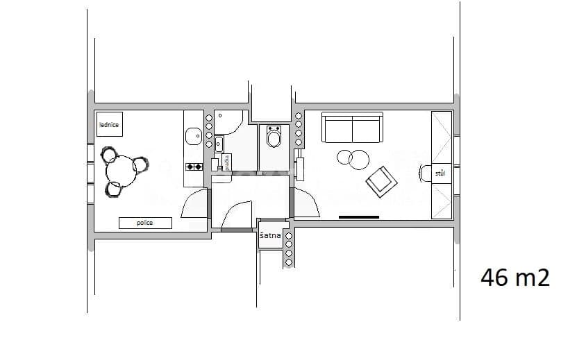 Pronájem bytu 1+1 46 m², Na Nivách, Praha, Praha Pronájem bytu 1+1 46 m², Na Nivách, Praha, Praha