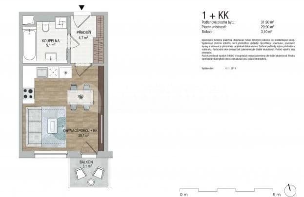 Pronájem bytu 1+kk 32 m², Granitova, Praha, Praha
