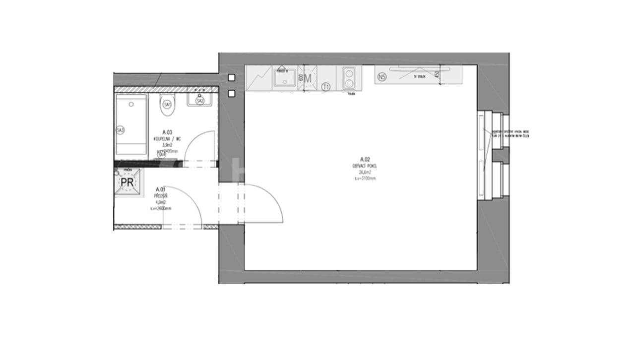 Pronájem bytu 1+kk 35 m², Fibichova, Praha, Praha Pronájem bytu 1+kk 35 m², Fibichova, Praha, Praha