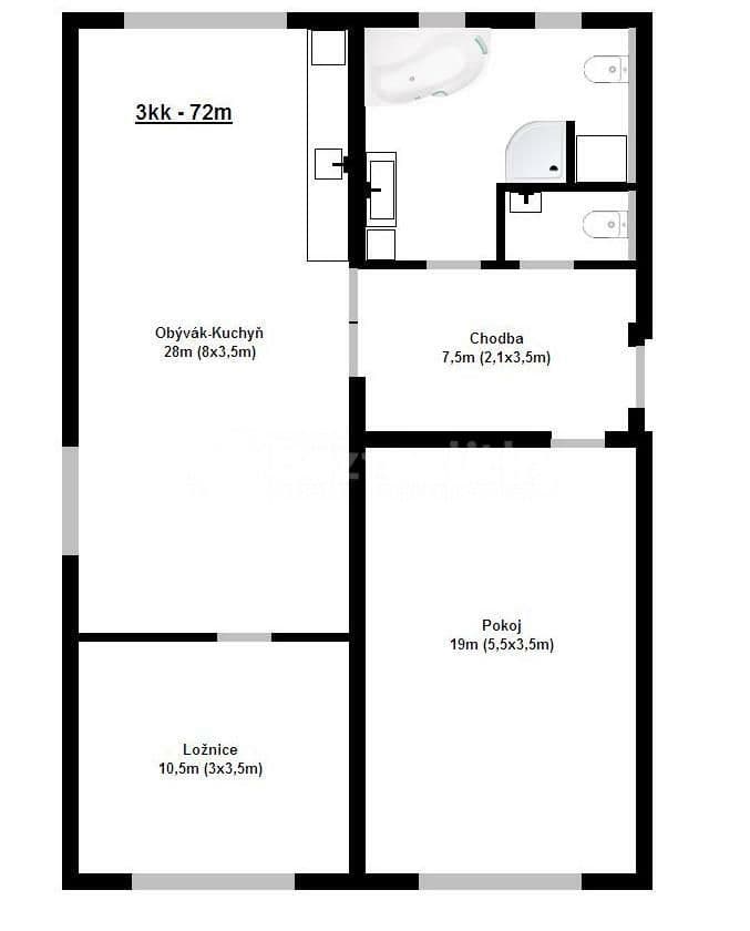 Pronájem bytu 3+kk 72 m², Kudeříkové, Praha, Praha Pronájem bytu 3+kk 72 m², Kudeříkové, Praha, Praha
