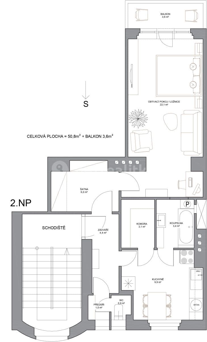 Pronájem bytu 1+1 51 m², Farní, Praha, Praha Pronájem bytu 1+1 51 m², Farní, Praha, Praha