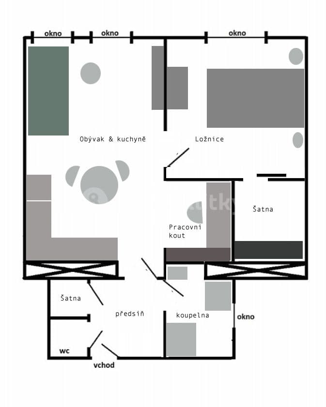 Pronájem bytu 2+kk 55 m², Schnirchova, Praha, Praha Pronájem bytu 2+kk 55 m², Schnirchova, Praha, Praha