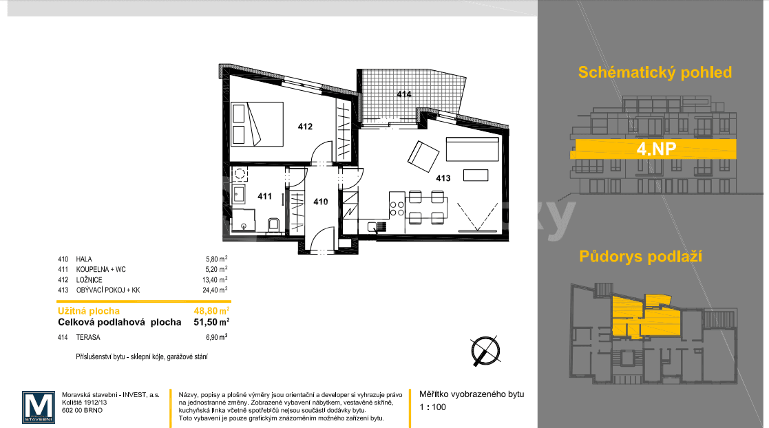 Pronájem bytu 2+kk 51 m², Podbělohorská, Praha, Praha Pronájem bytu 2+kk 51 m², Podbělohorská, Praha, Praha