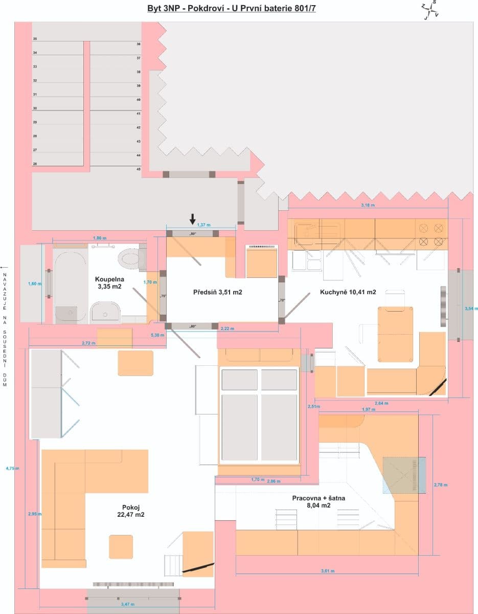 Pronájem bytu 2+1 50 m², U První Baterie, Praha, Praha Pronájem bytu 2+1 50 m², U První Baterie, Praha, Praha