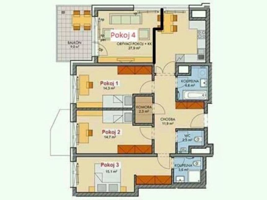 Pronájem bytu 4+1 110 m², Padovská, Praha, Praha Pronájem bytu 4+1 110 m², Padovská, Praha, Praha