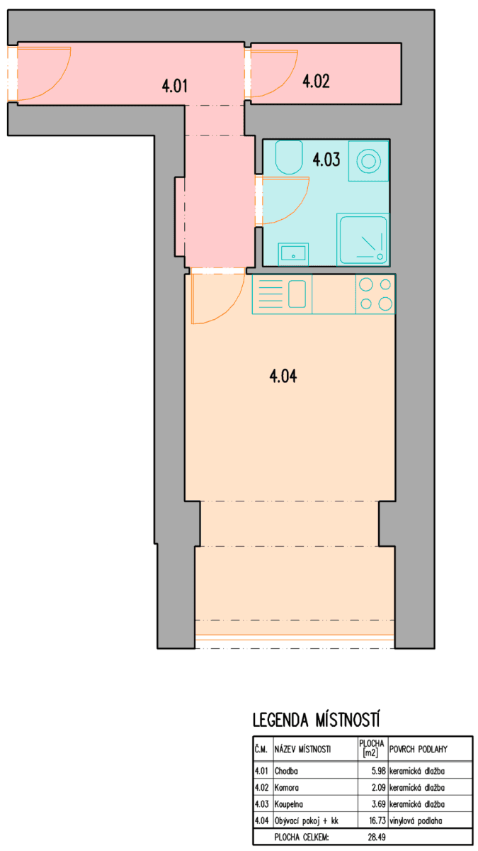 Pronájem bytu 1+kk 28 m², Na Vysočanských Vinicích, Praha, Praha Pronájem bytu 1+kk 28 m², Na Vysočanských Vinicích, Praha, Praha