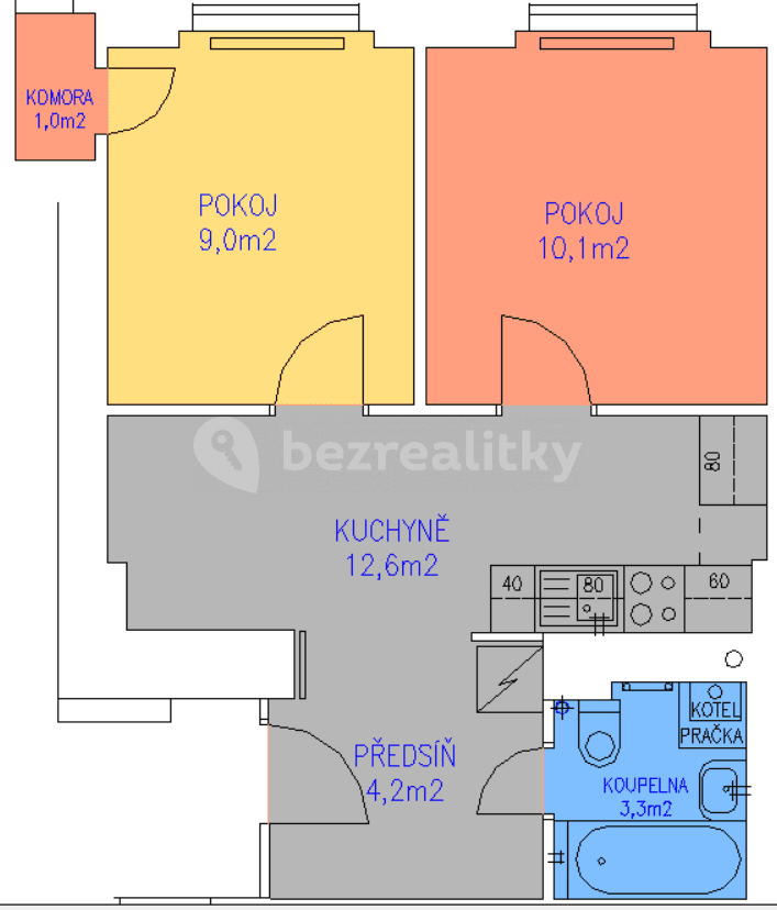 Pronájem bytu 2+1 42 m², Pod Vilami, Praha, Praha Pronájem bytu 2+1 42 m², Pod Vilami, Praha, Praha
