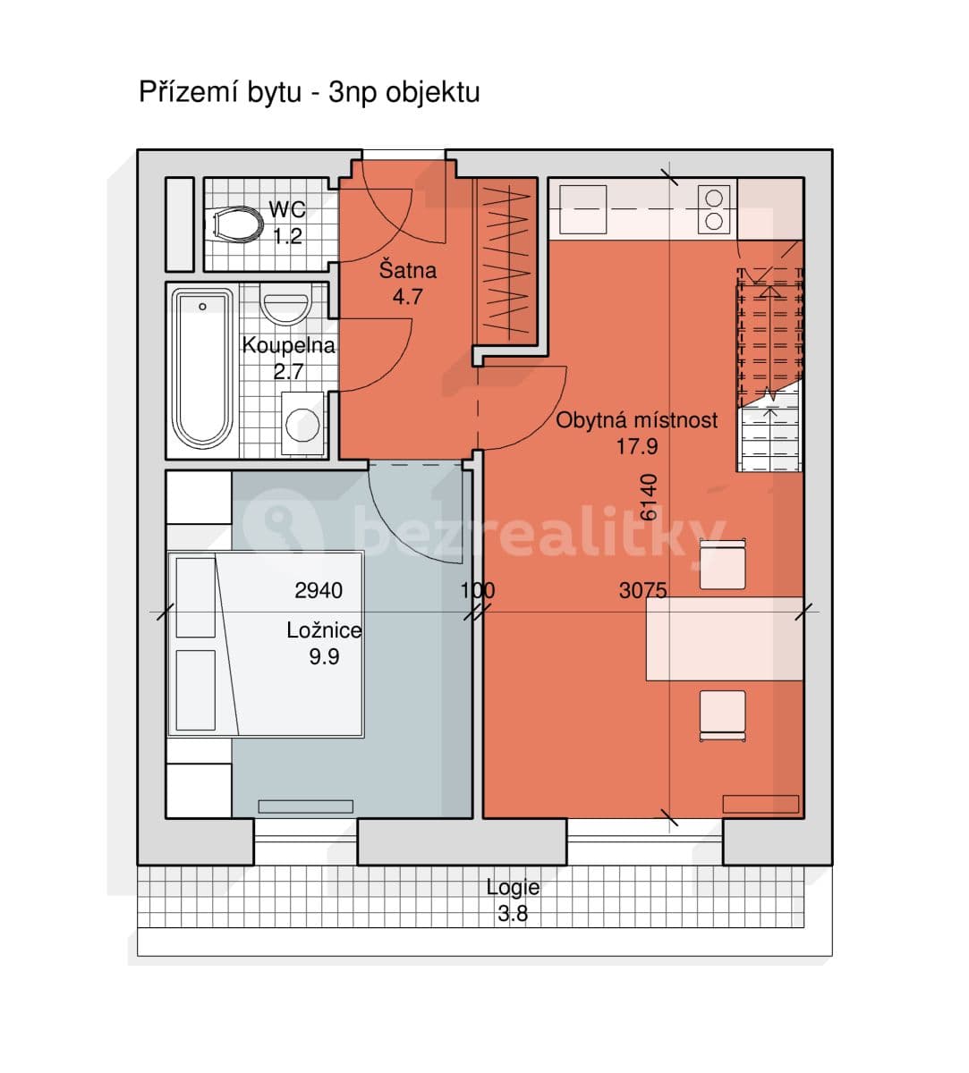 Pronájem bytu 2+kk 57 m², Praha, Praha Pronájem bytu 2+kk 57 m², Praha, Praha