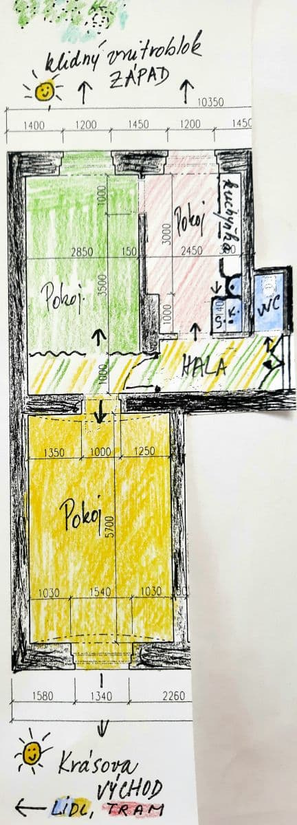 Pronájem bytu 2+1 65 m², Krásova, Praha, Praha Pronájem bytu 2+1 65 m², Krásova, Praha, Praha