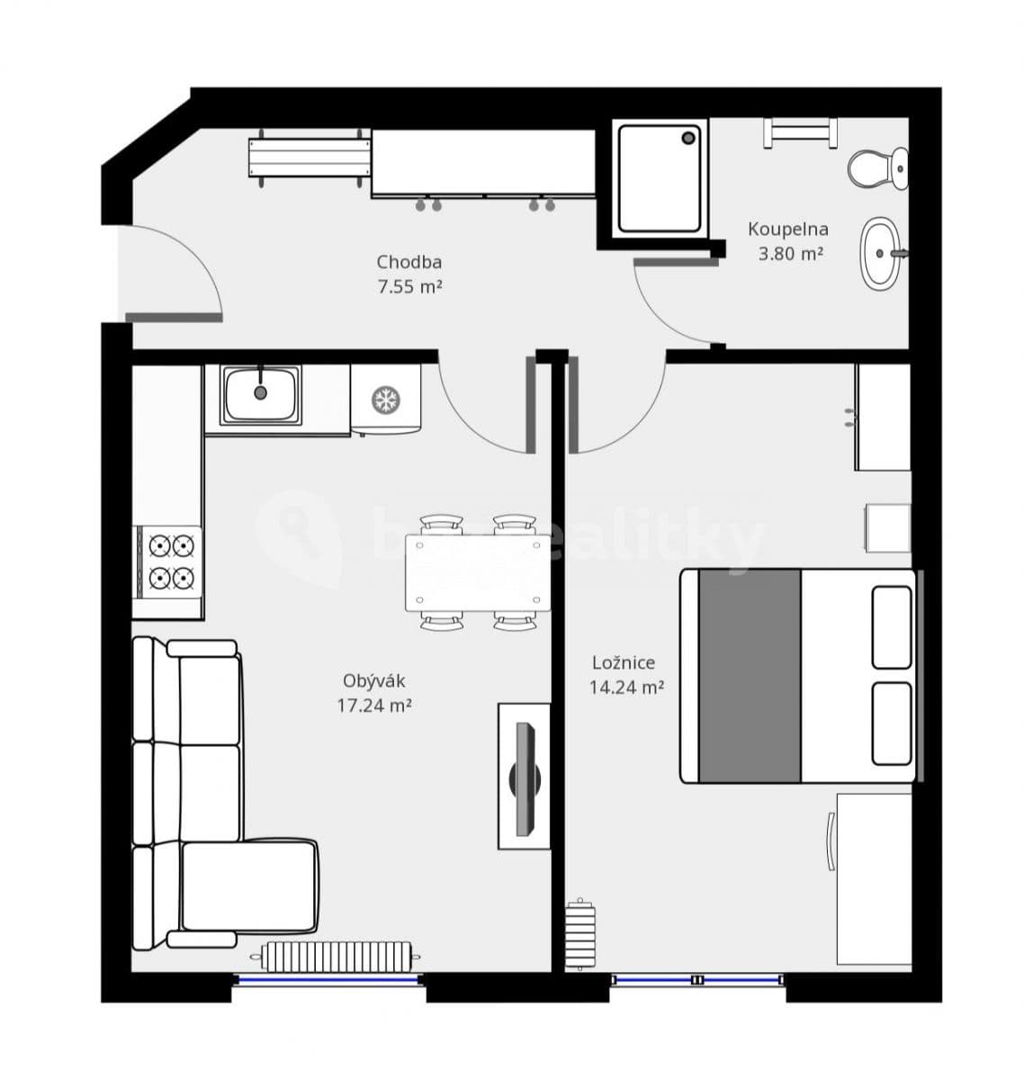 Pronájem bytu 2+kk 43 m², Čestmírova, Praha, Praha Pronájem bytu 2+kk 43 m², Čestmírova, Praha, Praha