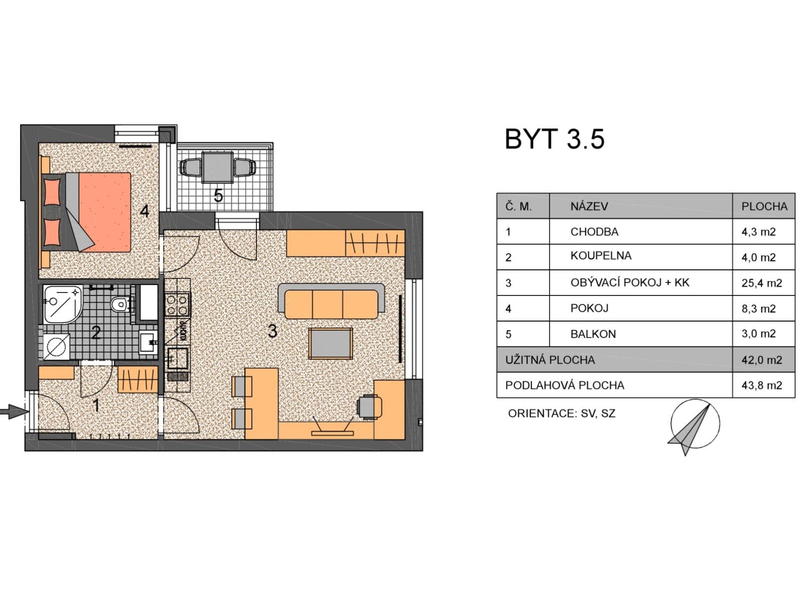 Pronájem bytu 2+kk 42 m², Kadečkové, Praha, Praha Pronájem bytu 2+kk 42 m², Kadečkové, Praha, Praha