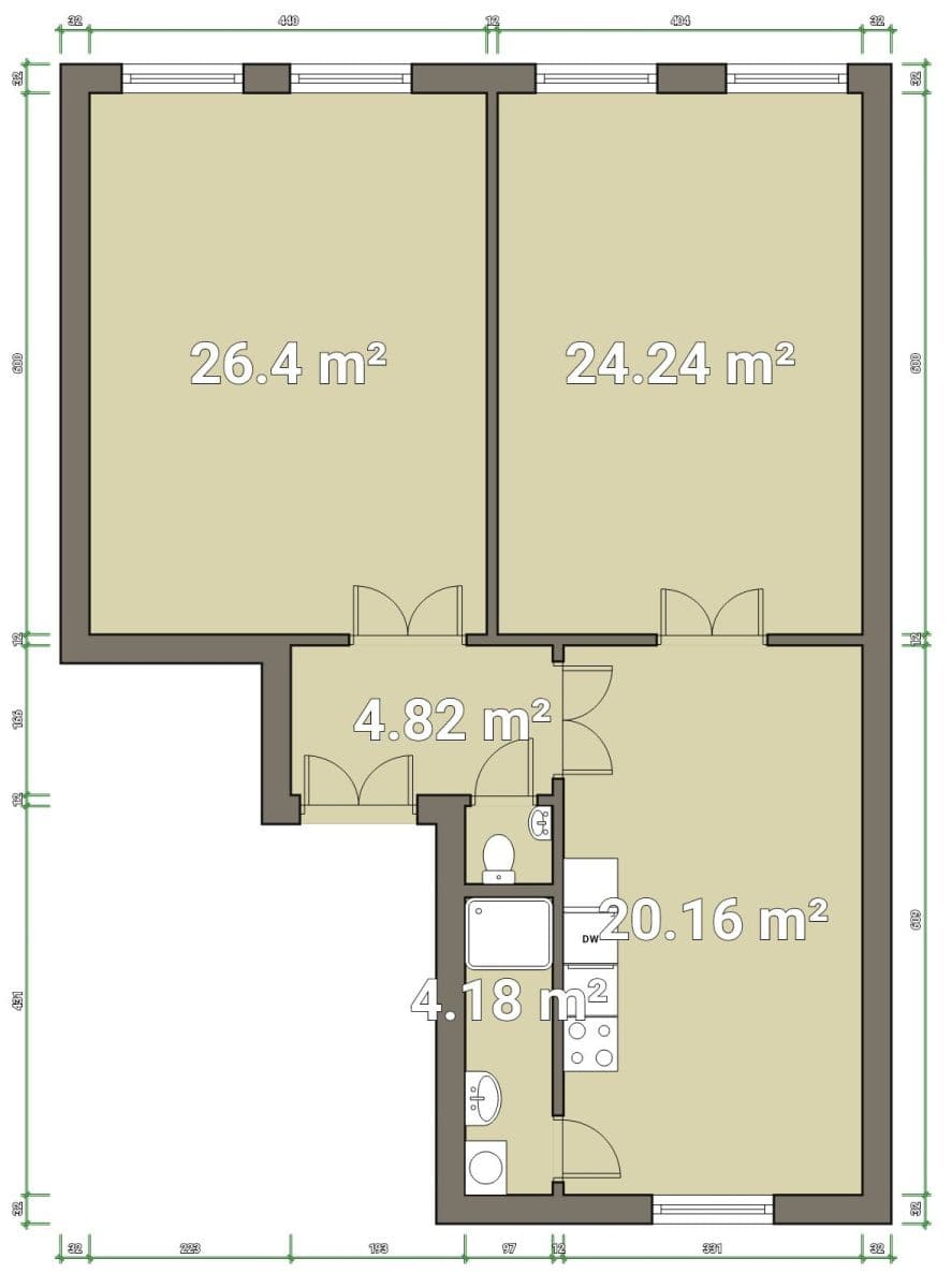 Pronájem bytu 3+kk 85 m², Rybalkova, Praha, Praha Pronájem bytu 3+kk 85 m², Rybalkova, Praha, Praha