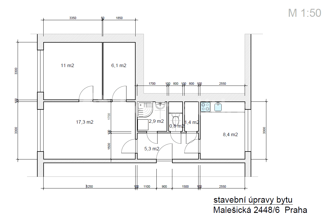 Pronájem bytu 3+1 54 m², Malešická, Praha, Praha Pronájem bytu 3+1 54 m², Malešická, Praha, Praha