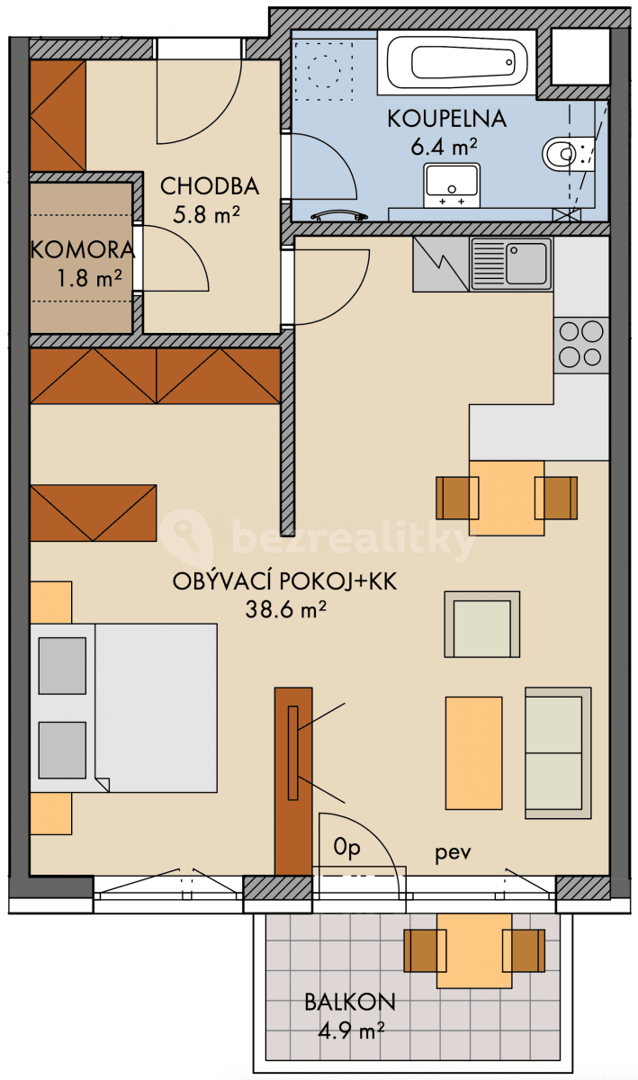 Pronájem bytu 2+kk 59 m², Kryšpínova, Praha, Praha Pronájem bytu 2+kk 59 m², Kryšpínova, Praha, Praha