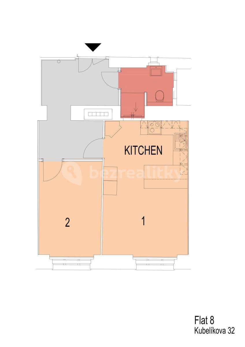 Pronájem bytu 2+kk 49 m², Kubelíkova, Praha, Praha Pronájem bytu 2+kk 49 m², Kubelíkova, Praha, Praha