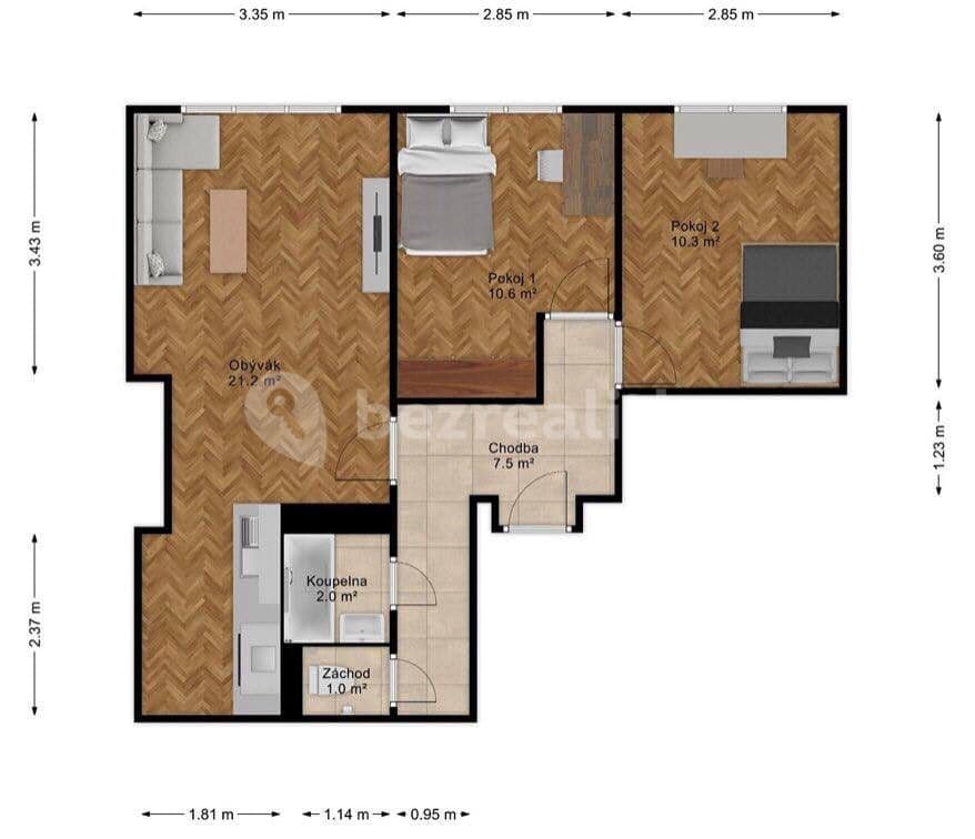 Pronájem bytu 2+1 55 m², Praha, Praha Pronájem bytu 2+1 55 m², Praha, Praha