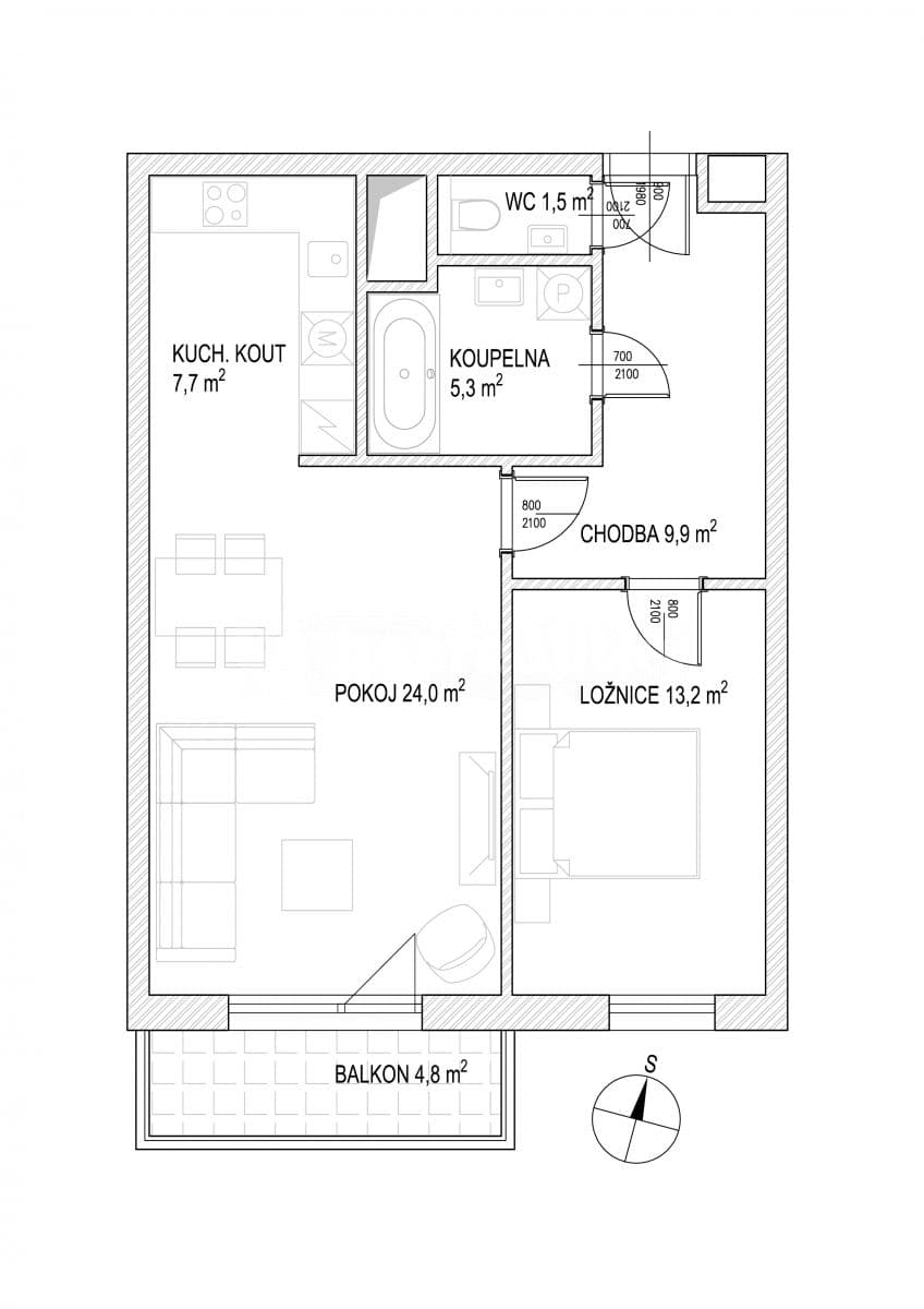 Pronájem bytu 2+kk 61 m², Patočkova, Praha, Praha Pronájem bytu 2+kk 61 m², Patočkova, Praha, Praha