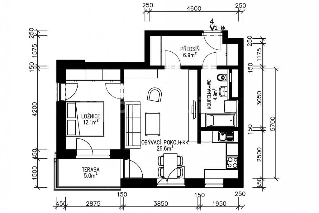 Pronájem bytu 2+kk 55 m², Jihlava, Kraj Vysočina Pronájem bytu 2+kk 55 m², Jihlava, Kraj Vysočina
