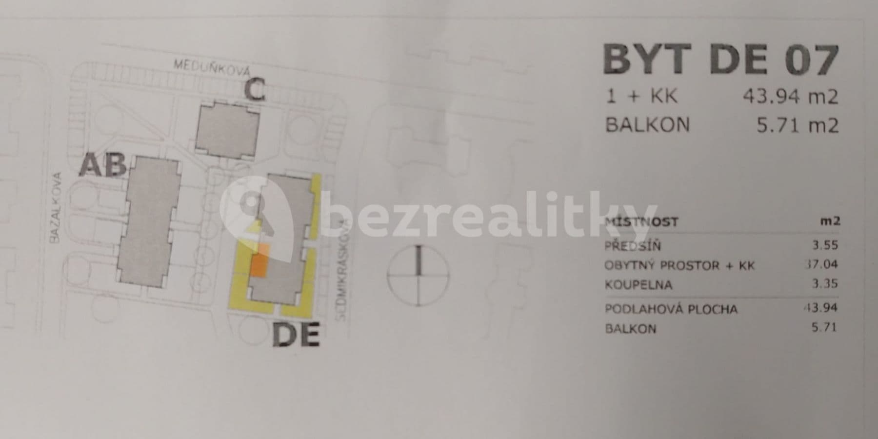 Pronájem bytu Garsoniéra 44 m², Bazalková, Praha, Praha Pronájem bytu Garsoniéra 44 m², Bazalková, Praha, Praha