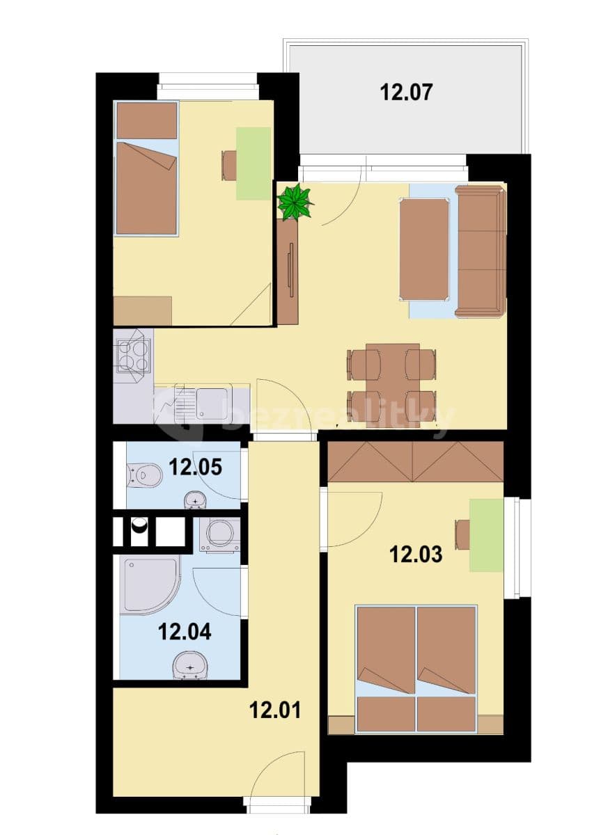 Pronájem bytu 3+kk 51 m², Želetická, Praha, Praha Pronájem bytu 3+kk 51 m², Želetická, Praha, Praha