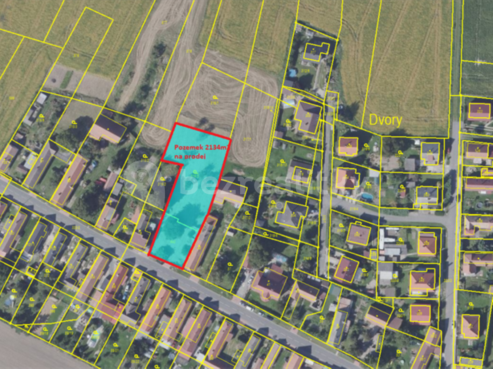 Prodej pozemku 2.134 m², Dvory, Středočeský kraj