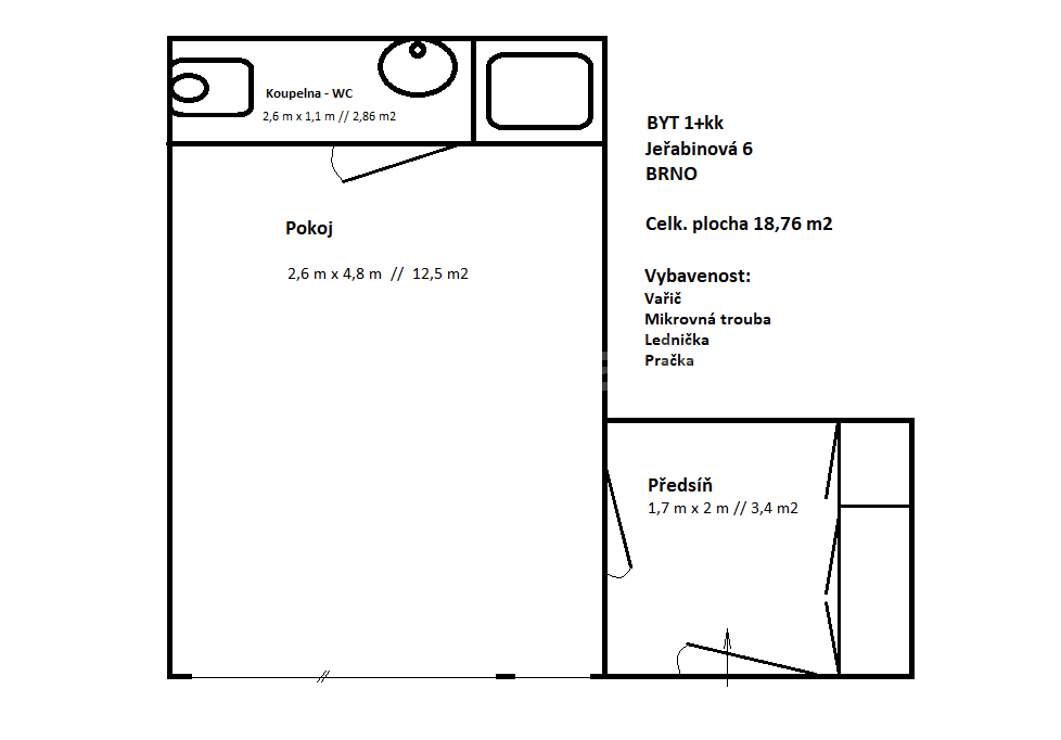 Pronájem bytu 1+kk 19 m², Jeřabinová, Brno, Jihomoravský kraj Pronájem bytu 1+kk 19 m², Jeřabinová, Brno, Jihomoravský kraj