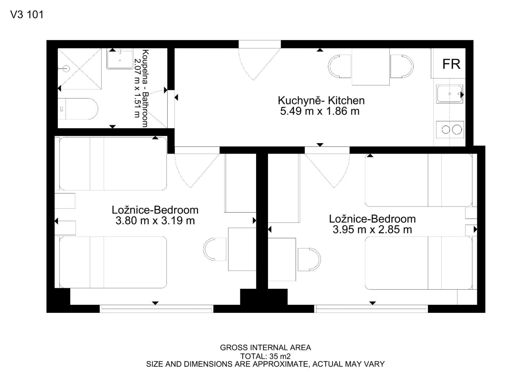 Pronájem bytu 2+1 32 m², Hybešova, Brno, Jihomoravský kraj Pronájem bytu 2+1 32 m², Hybešova, Brno, Jihomoravský kraj