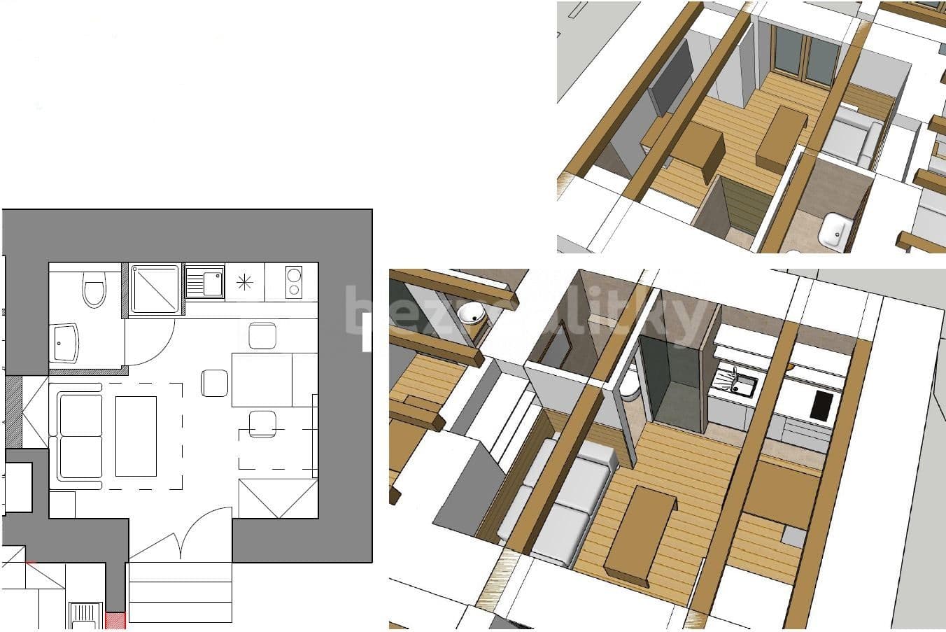Pronájem bytu 1+kk 19 m², Libčice nad Vltavou, Středočeský kraj Pronájem bytu 1+kk 19 m², Libčice nad Vltavou, Středočeský kraj