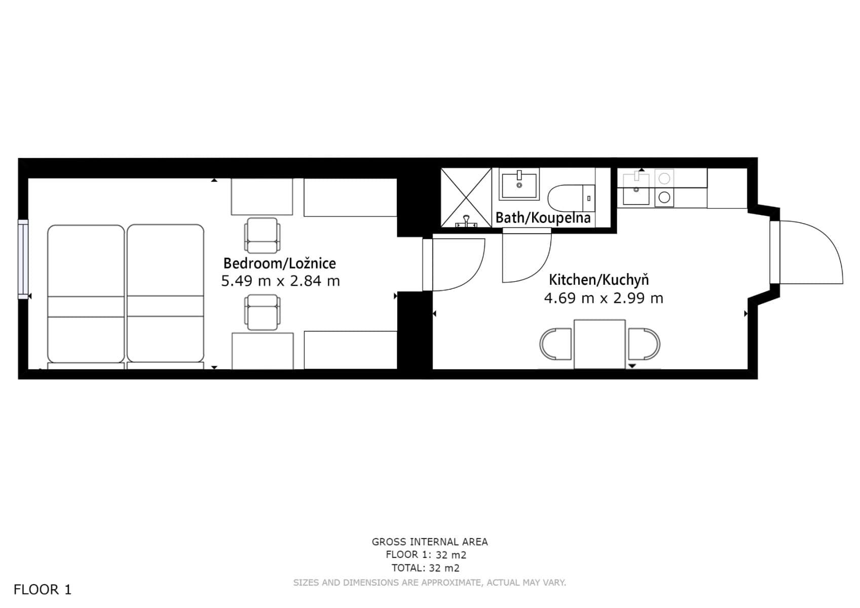 Pronájem bytu 1+1 29 m², Václavská, Brno, Jihomoravský kraj Pronájem bytu 1+1 29 m², Václavská, Brno, Jihomoravský kraj
