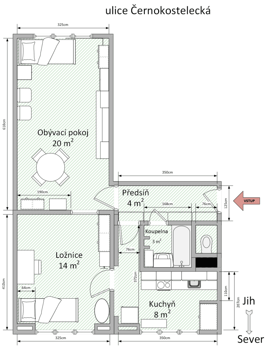 Pronájem bytu 2+1 52 m², Černokostelecká, Praha, Praha Pronájem bytu 2+1 52 m², Černokostelecká, Praha, Praha