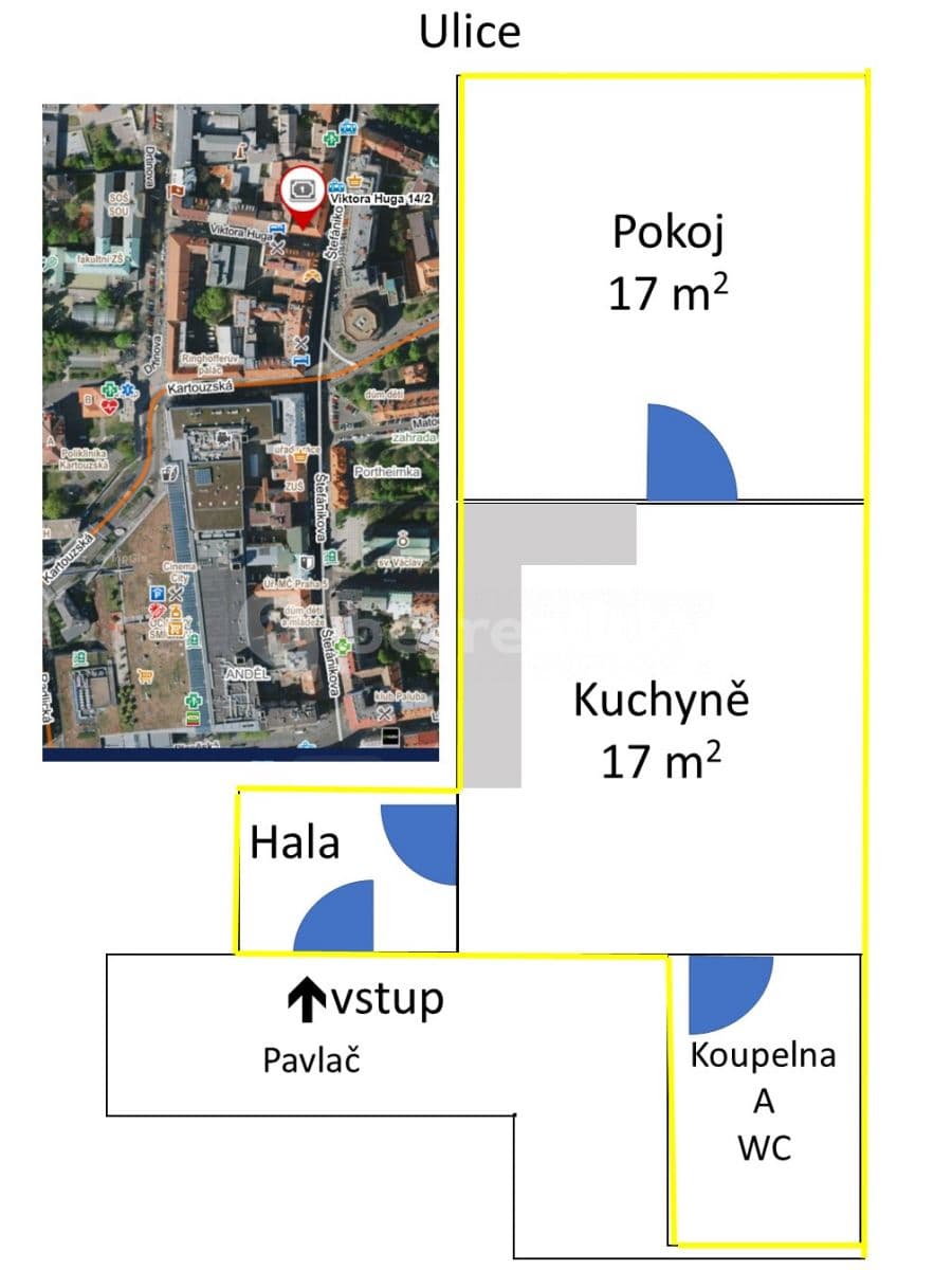 Pronájem bytu 1+1 46 m², Viktora Huga, Praha, Praha Pronájem bytu 1+1 46 m², Viktora Huga, Praha, Praha
