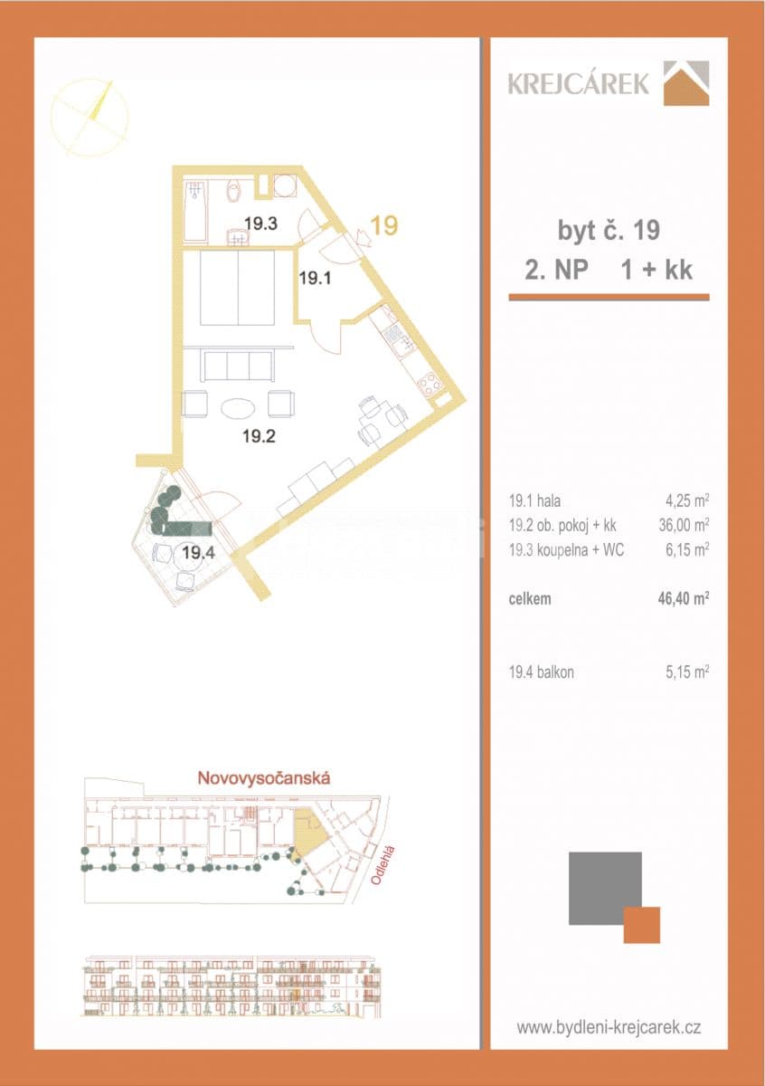 Pronájem bytu 1+kk 51 m², Novovysočanská, Praha, Praha Pronájem bytu 1+kk 51 m², Novovysočanská, Praha, Praha