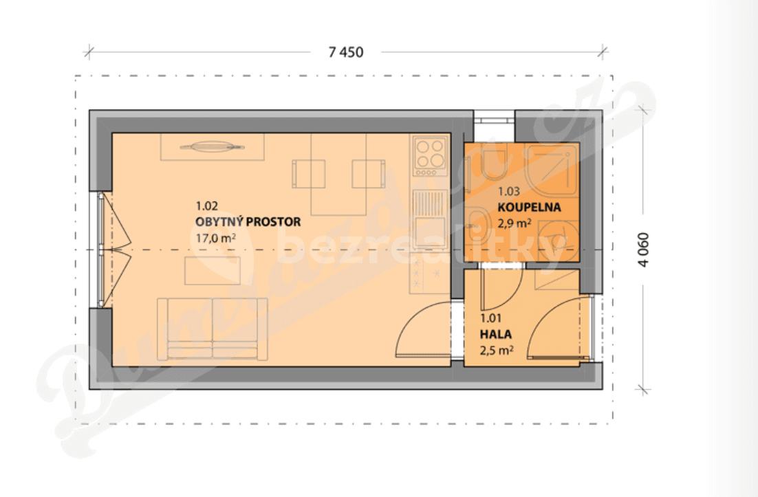 Pronájem bytu 1+kk 23 m², Na Rokytce, Říčany, Středočeský kraj Pronájem bytu 1+kk 23 m², Na Rokytce, Říčany, Středočeský kraj
