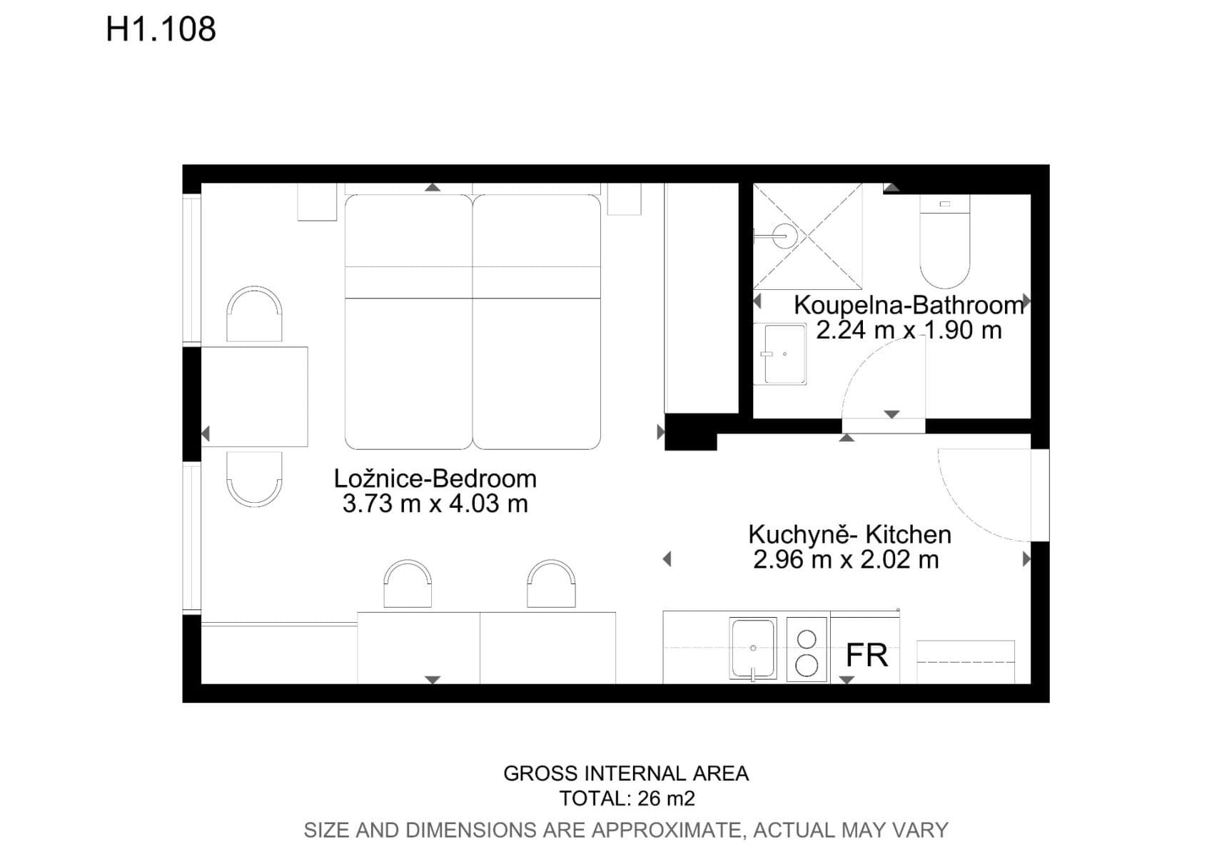 Pronájem bytu 1+kk 25 m², Hybešova, Brno, Jihomoravský kraj Pronájem bytu 1+kk 25 m², Hybešova, Brno, Jihomoravský kraj